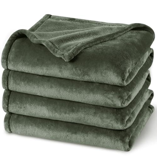 PHF No Shed No Pilling Fleece Blankets Queen Size -Ultra Soft Lightweight & Cozy Bed Blanket, Plush Anti-Stati Microfiber, Room Home Decor Gifts for Women and Men, 90" x 90", Olive Green