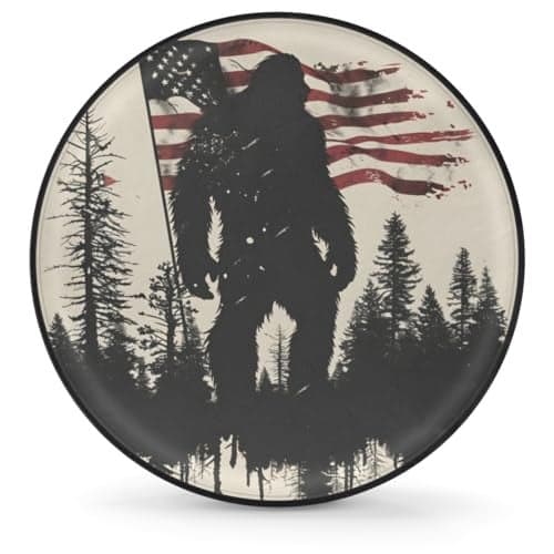 oooJHooo Spare Tire Cover for RV Trailer American Flag Bigfoot Tire Covers Universal Fit for Travel Trailer Camper Jeep RV SUV Truck Waterproof Wheel Cover 15 inch for Diameter 27 29