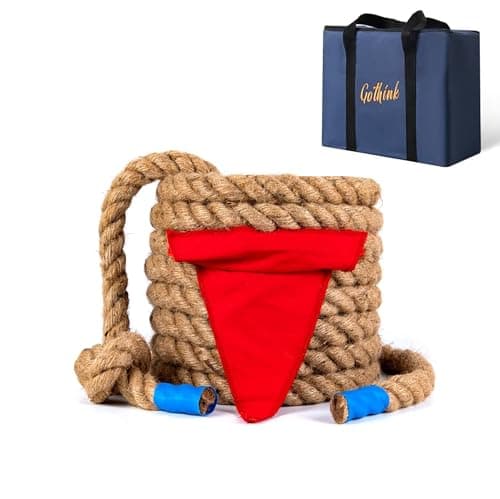 Gothink 33 FT Tug of War Rope Toys Set for Kids - Soft Natural Jute Fiber Rope with Red Flag for Field Day, Birthday Holiday Party Game, Camping Backyard Outdoor Games & Team Activities