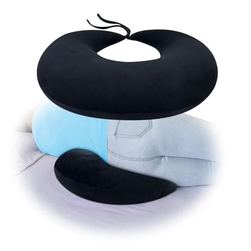 AOSSA BBL Pillow for Sleeping Brazilian Butt Lift Recovery Pillow Butt Donut BBL Cushion After Surgery Sitting Driving Hip Lumbar Wedge Support BBL Recovery Must Haves for Chair Bed Black
