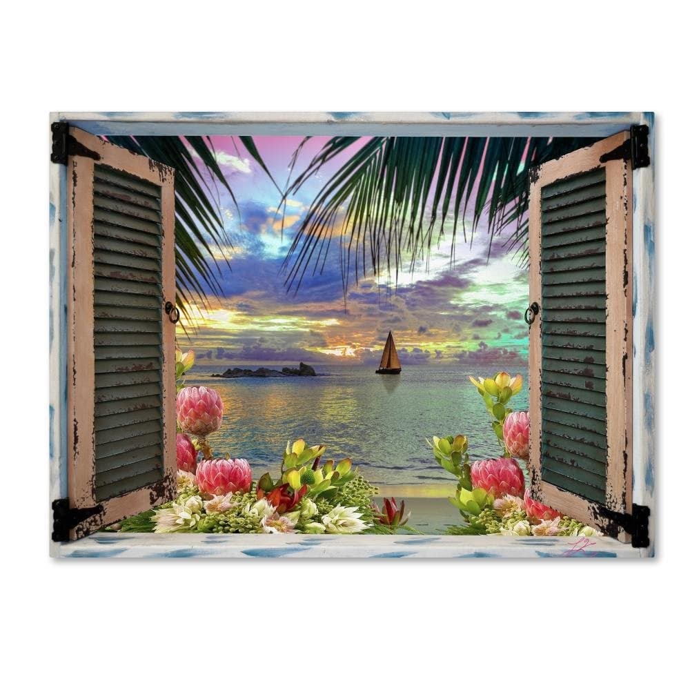Trademark Fine Art Tropical Window to Paradise III Canvas Art by Leo Kelly 24x32