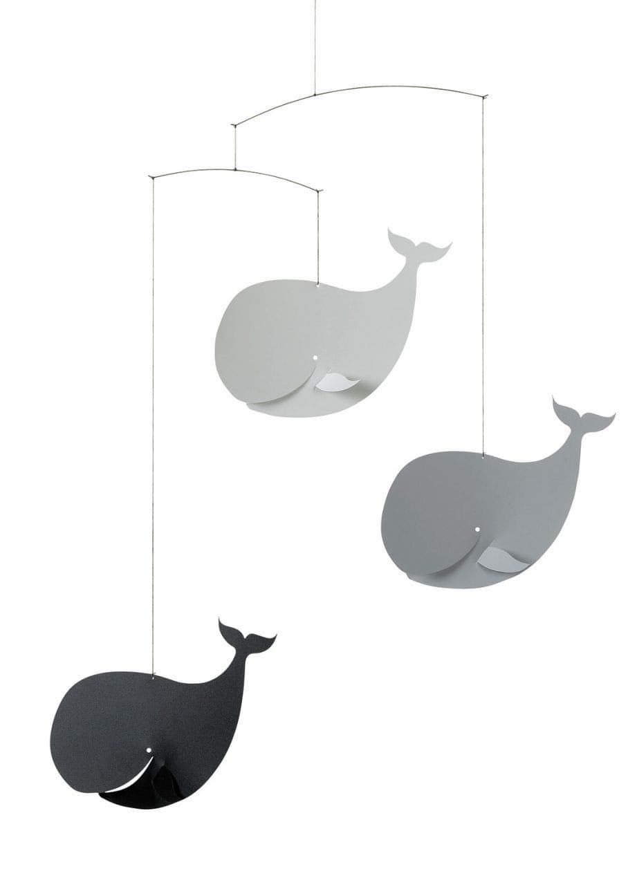 Happy Whales BlackGrey Mobile by Flensted 22Inches High Quality Plastic Handmade in Denmark