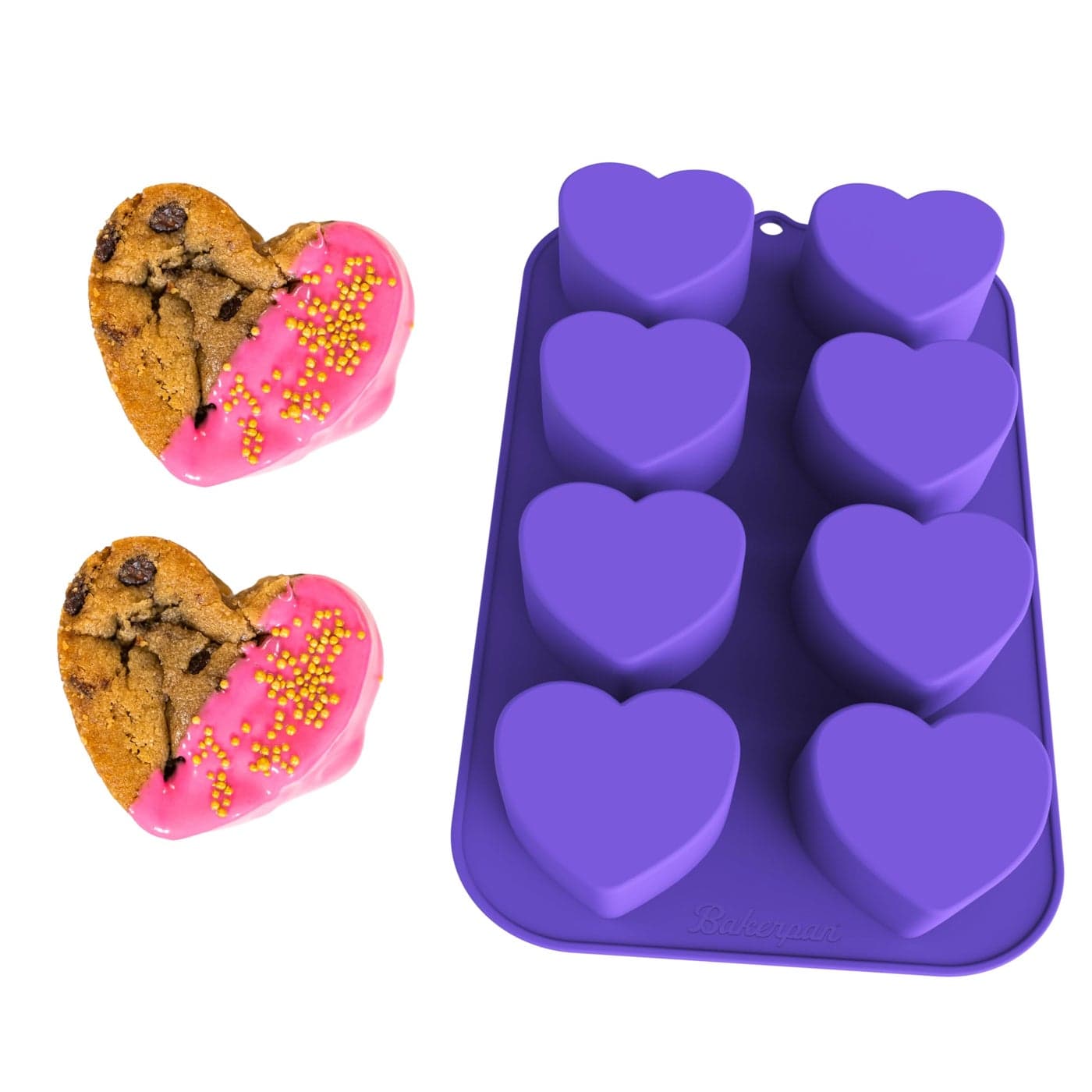 Bakerpan Silicone Heart Mold for Baking Mini Cake Heart Pan