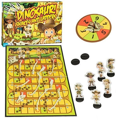 Dinosaur Snakes and Ladders Preschool Game - No Reading Required - Early Learning Basic Couting Game for Kids Ages 3 and up - for 2 to 6 Players by Outset