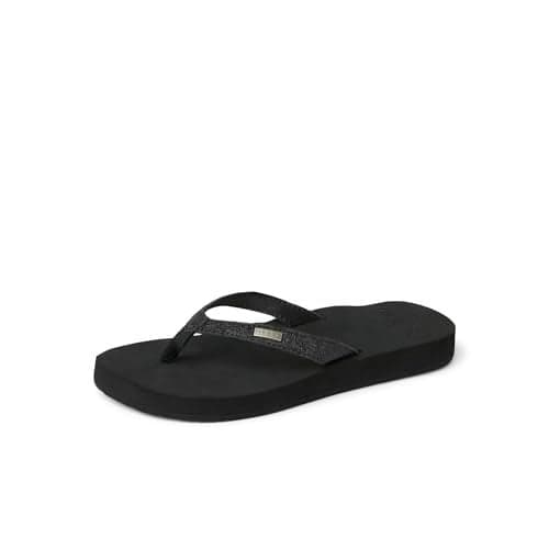Reef Star Cushion Womens Flip Flop, Soft Cushion Footbed, Arch Support, Black, 9