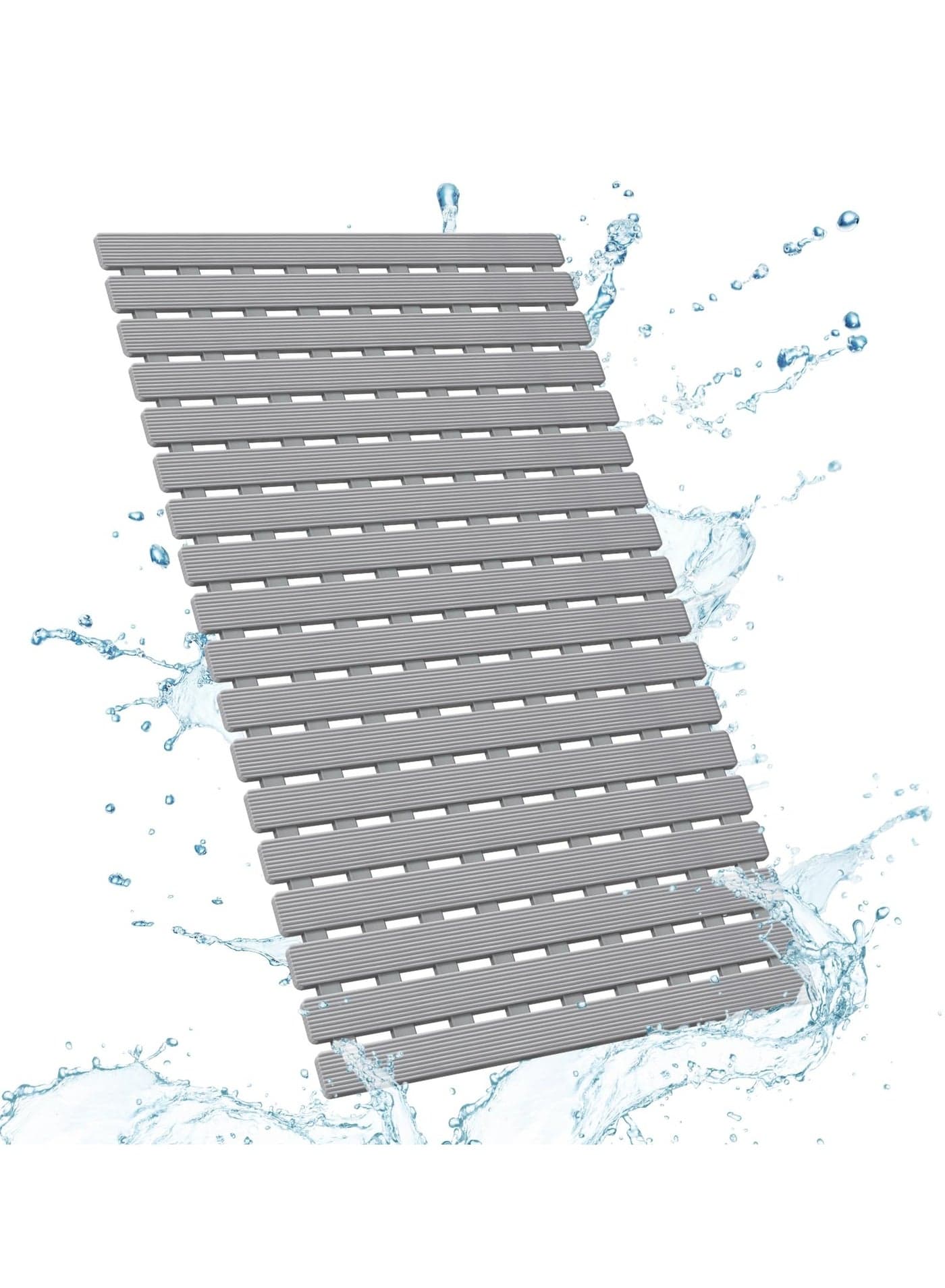 Shower Mat Non Slip Bathtub Mats Bath Mats for Shower Tub with Suction Cups and Drain Holes,Bathmat Bath Tub Mat (BPA, Latex, Phthalate Free)-Grey