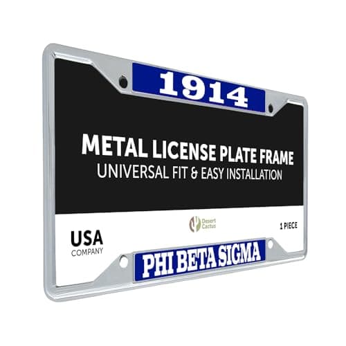 Desert Cactus Phi Beta Sigma Car Accessories Sigmas Metal License Plate Frame and Tag Holder for Front or Rear of Vehicle Metal YearName