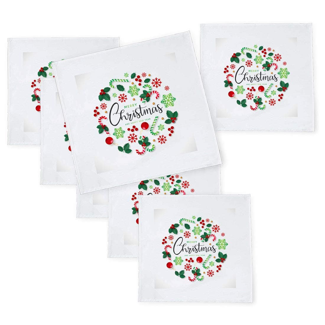 Khakee 6 Pcs Christmas Theme Tafta Silk Table Napkins 10x 10 for Xmas Decoration Christmas OrnamentsChristmas Gift npxmas14P
