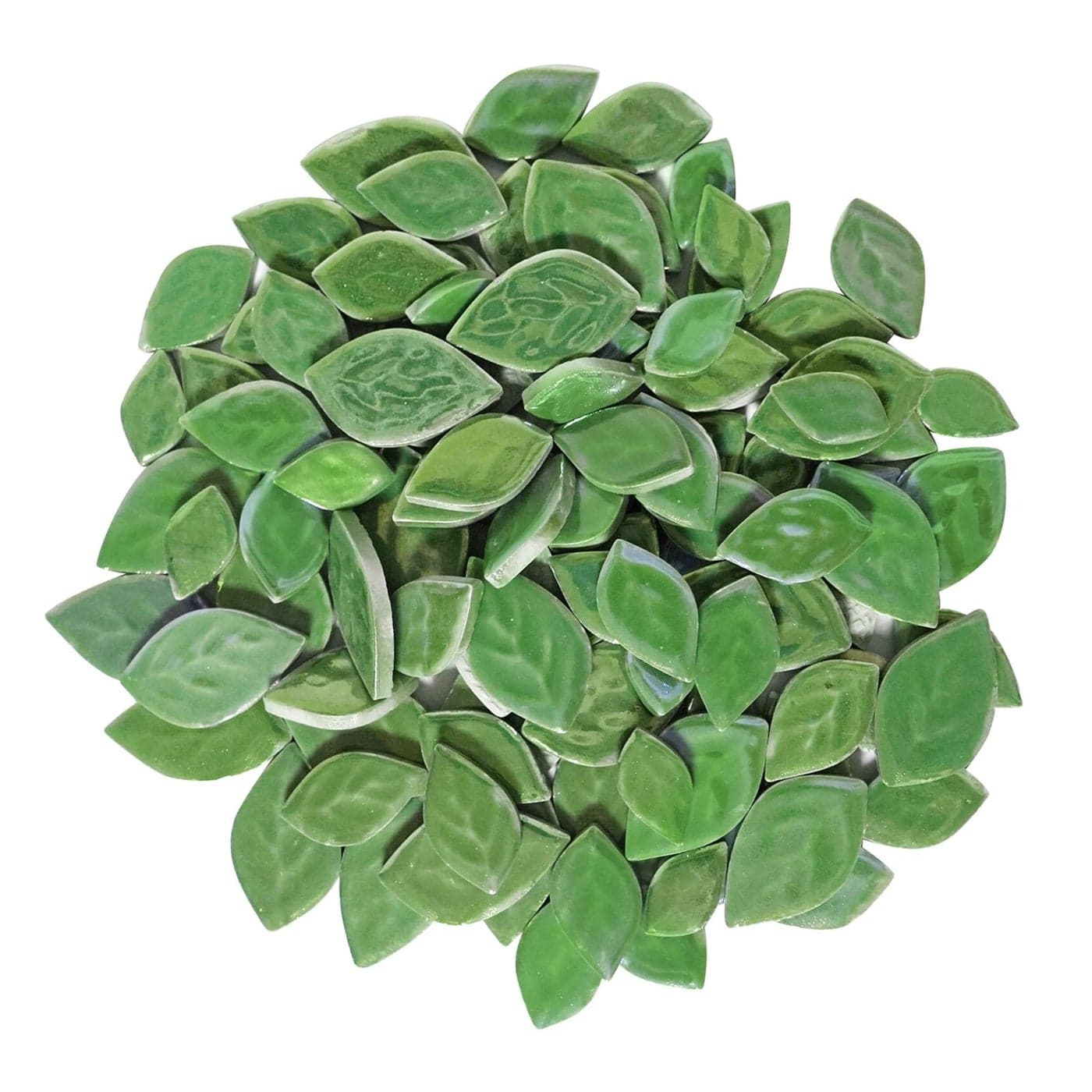11LB Random Iridescent Leaves Ceramics Mosaic Tiles Making Creative 3 Size Ceramic Mosaic Pieces for DIY CraftFlowerpots Vases Cups Garden Decor Mosaic Making Supplies Green