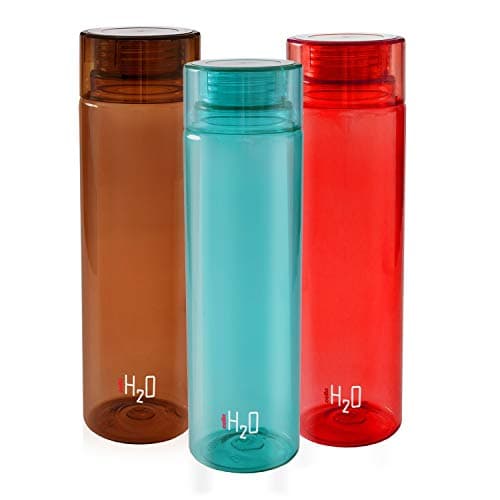 Cello H2O Round Unbreakable Plastic Water Bottle Premium Edition | Lid is sealed by a silicone ring | Leak proof & break-proof |Best Usage for Office/School/College/Gym/Picnic/Home/Fridge | 1 Liter | Assorted , Set of 3