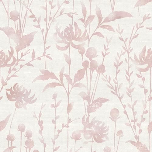 HeloHo Peel and Stick Wallpaper Pink Floral Leaf Wall Paper Self Adhesive Removable Waterproof Contact Paper for Living Room Bedroom Decor 16.1" X 196.8"
