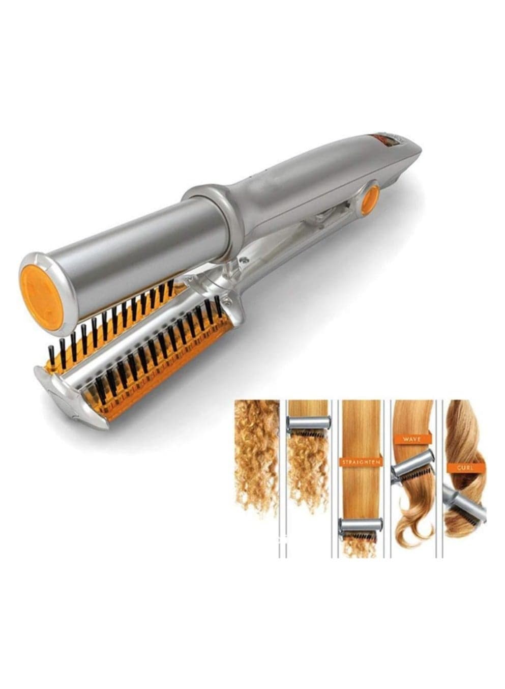 2 in 1 Hair Curler Ceramics Temperature Control Dry and Wet Hairbrush Rotating Iron Curling Tongs