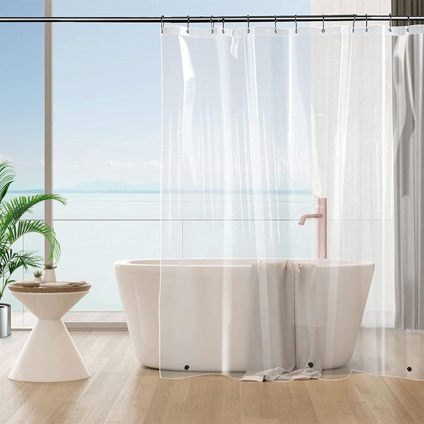 76 Inch Shower Curtain Liner with 6 Magnets 6 Magnetic Curtain Clips Heavy Duty Weighted Extra Long Clear Vinyl Shower Liner 72 x 76 for Bathroom