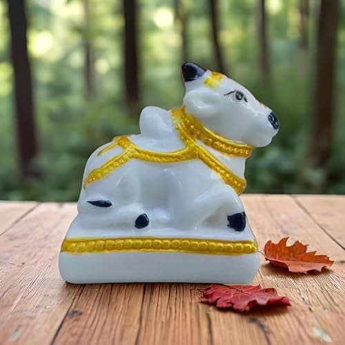 SHINDE EXPORTS Marble Shivling Religious With Nandi Set For Home Puja Small 6Cm (White) (Only Nandi)