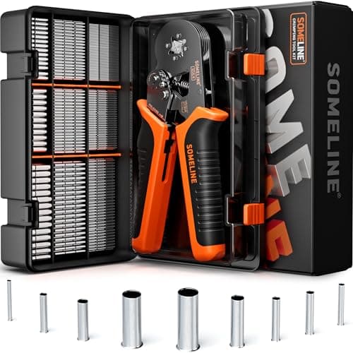 SOMELINE NonInsulated Ferrule Crimping Tool KitSelfAdjusting Crimping Pliers for wire ferrules AWG 248with 9 Sizes NonInsulated Wire FerrulesSquare Crimping Pliers Crimp Connector Kit