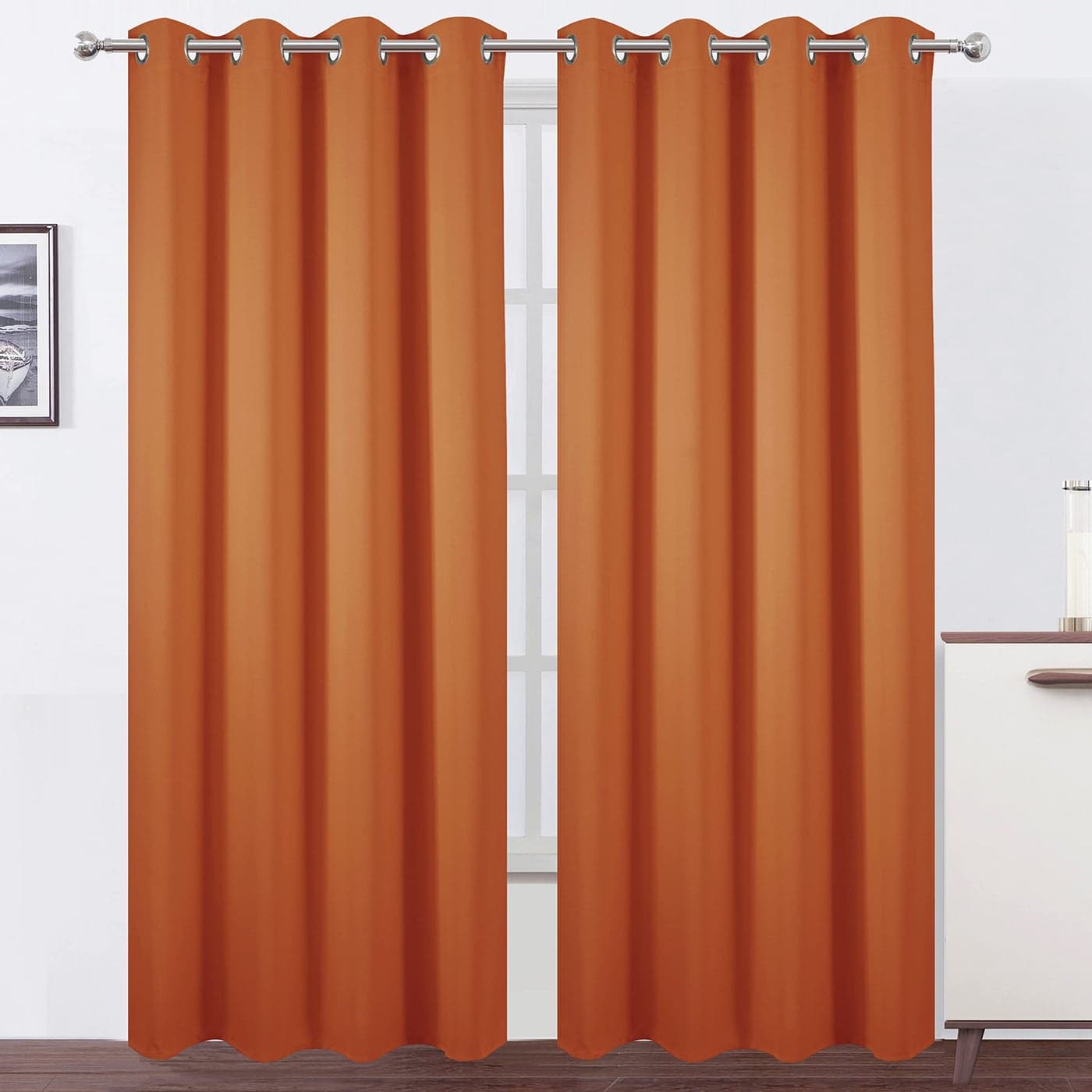 LEMOMO Blackout Curtains 66 x 84 inchOrange Curtains Set of 2 PanelsThermal Insulated Room Darkening Bedroom Curtains
