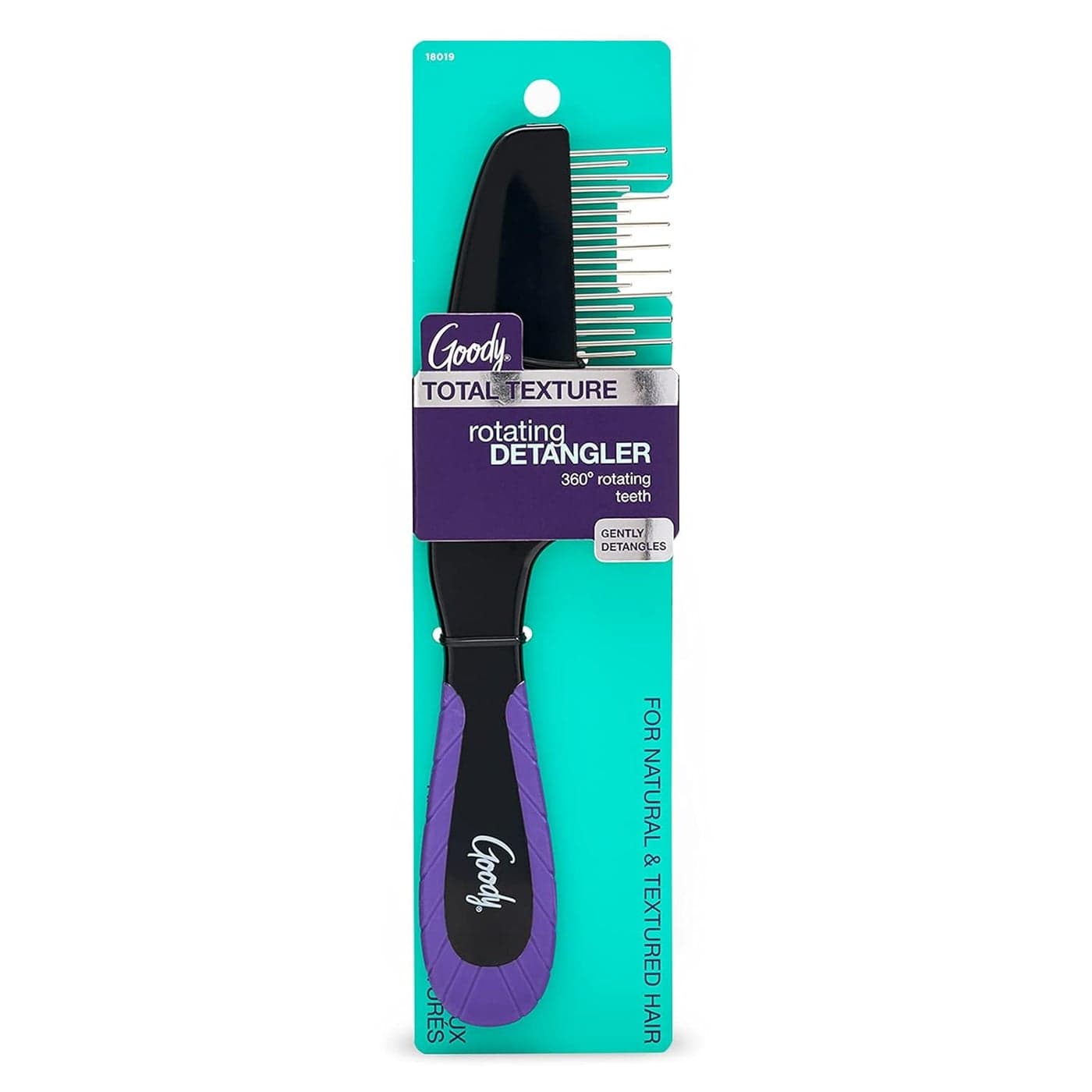 Goody Total Texture Rotating Detangler Brush Glides Through All Textures Coils and Curls While Being Gentle on Scalp Wet or Dry Hair Hair Accessories for Women and Girls NonSlip Grip