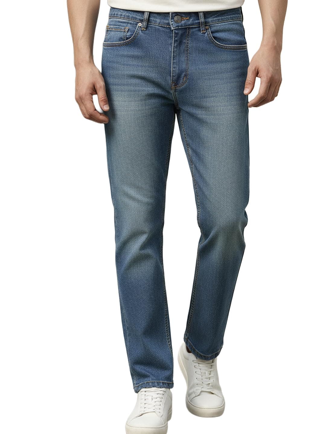 Urbano Fashion Men's Light Blue Straight Fit Washed Jeans Stretchable (jeanstrtwhsk-lblue-30)