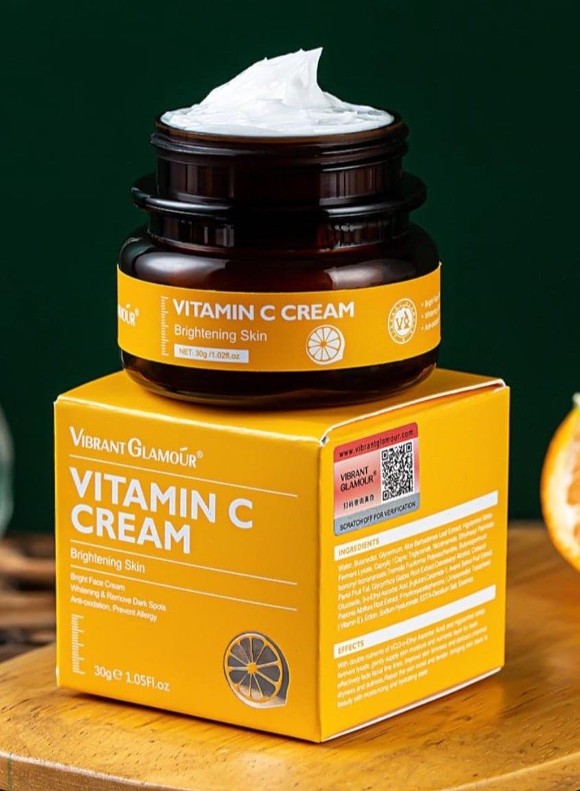 Vibrant Glamour Vitamin C Cream 30g Brightening Hydrating Anti Aging Face Moisturizer