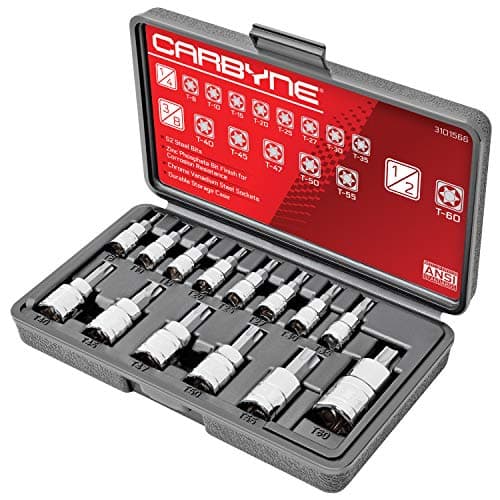 CARBYNE 14-Piece Torx Bit Socket Set, T8 to T60 Sizes, S2 Steel Bits, Cr-V Sockets, Durable Case | 1/4, 3/8, & 1/2 in. Drive • From a Family-Run Tool Company Based in the U.S.A.