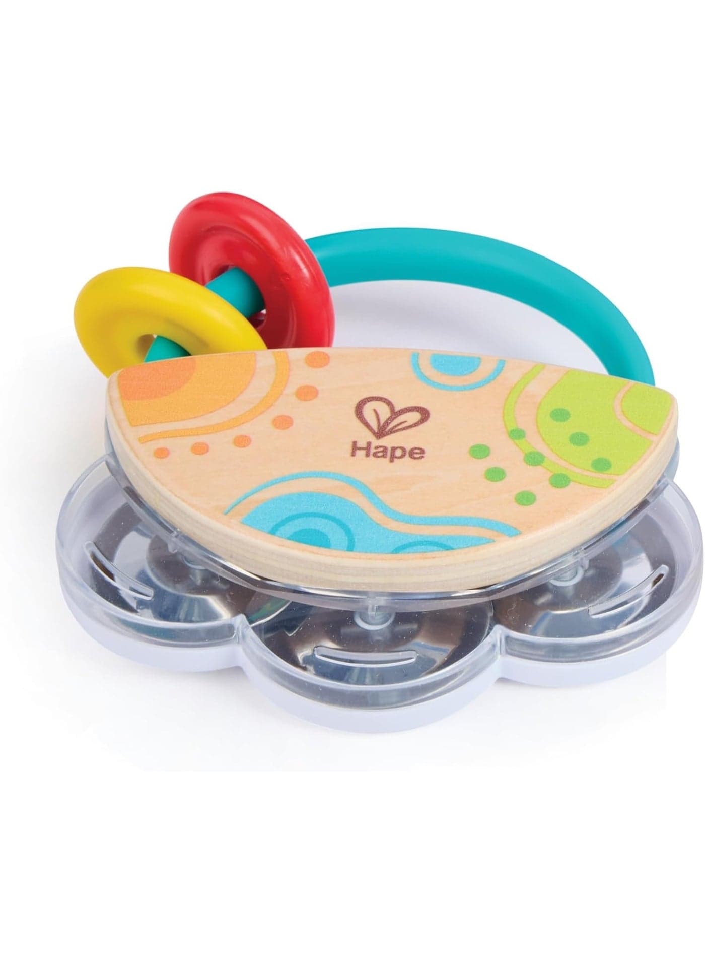 Hape Tiny Tambourine Baby Musical Toy – Wooden Infant Instrument with Sliding Beads, Fine Motor Skill Development, BPA-Free, Sustainable Baby Learning Toy