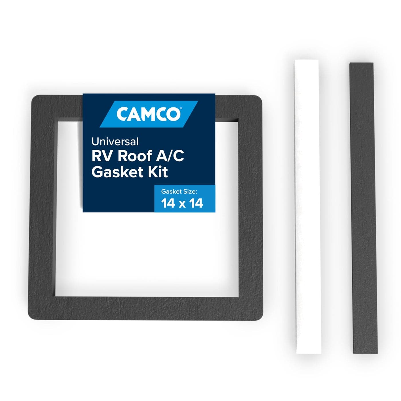 Camco 14Inch x 14Inch Universal Camper Roof AC Gasket Kit Features a Waterproof Compression Seal SelfAdhesive Picture Frame Gasket and SelfAdhesive Leveling Pads 25071