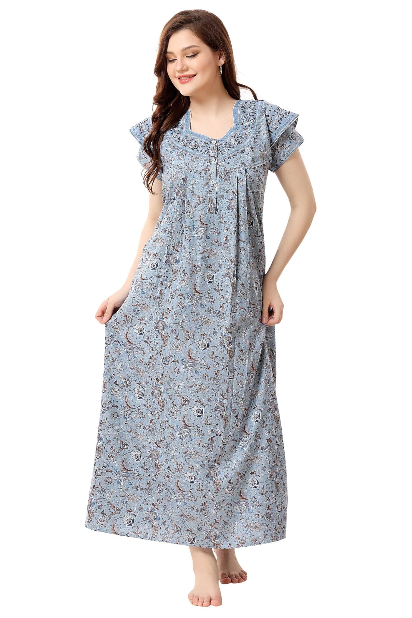 Soulemo Women's Printed Alpine Nighty (L - Bust - 44 - Blizzard Blue) 1672BBL