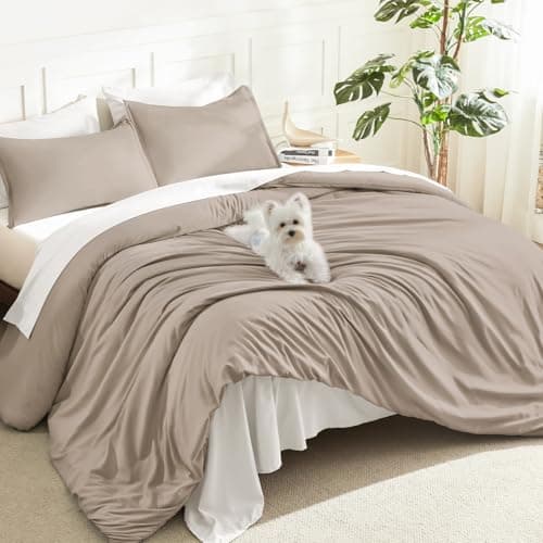 Litanika Light Coffee Comforters Oversized King Size, 3 Pieces Lightweight Solid Bedding Comforter Set, All Season Fluffy Bed Set (120x98In Comforter & 2 Pillowcases)
