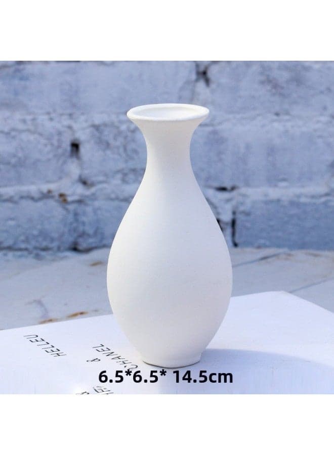Kindergarten Diy Ceramic Bottle Painted Plain Blank Water Extension Hand Painted White Embryo Children's Parent-child Non-plaster Vase-Color:4-8 Jade Net Bottle (medium Size)