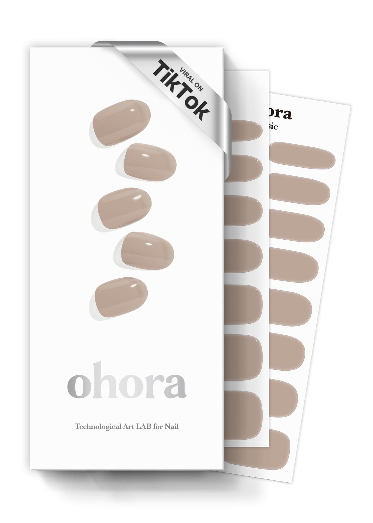 ohora Semi Cured Gel Nail Strips N Cream Beige Nude Solid Works with Any UVLED Lamps SalonQuality Long Lasting Easy to Apply Remove Includes 2 Prep Pads Nail File Wooden Stick