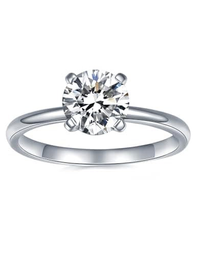 IMOLOVE Moissanite Solitaire Engagement Ring for Women, Women's Engagement Rings Moissanite Promise Rings 1.5CT D Color VVS1 Clarity Wedding band 925 Sterling Silver with 18K Gold Plated-70-1.5CT