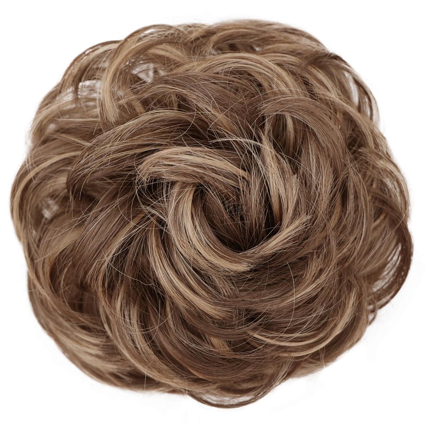 MORICA 1PCS Messy Hair Bun Hair Scrunchies Extension Curly Wavy Messy Bun Hair Synthetic Chignon Hairpieces for Women12H24Light Golden Brown Pale Golden Blonde