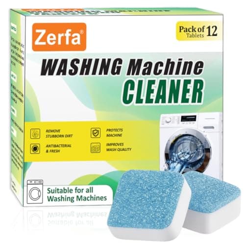 Zerfa Pack of 12 Washing Machine Deep Cleaner Tablets, Descaling Powder Tablets for All Company's Front & Top Load Machine, for Automatic Cleaning of Tub & Drum Stain Remover (15g Each | 178g Total)