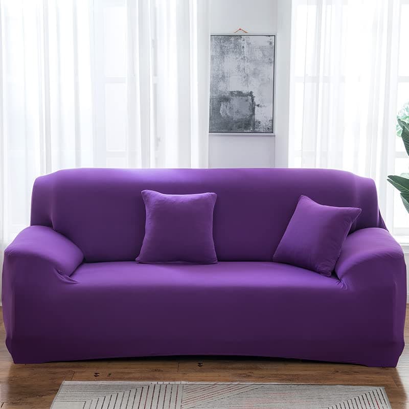 Namzi Couch Cover for Living Room, 2 Seater Stretch Furniture Protector Dust-Proof Loveseat Cover All-Inclusive Cover Furniture Protector Chair Covers for Living Room (Purple)