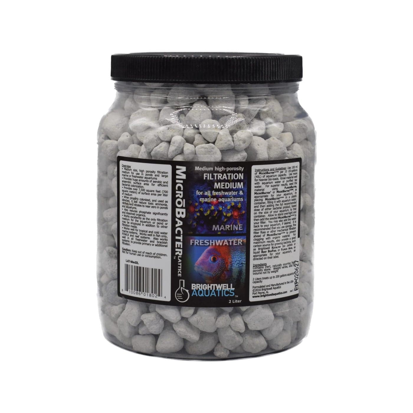 Brightwell Aquatics MicroBacter Lattice Medium Porous Biological Filtration Medium for use in Freshwater Planted Brackish Aquariums and Systems 2 Liter