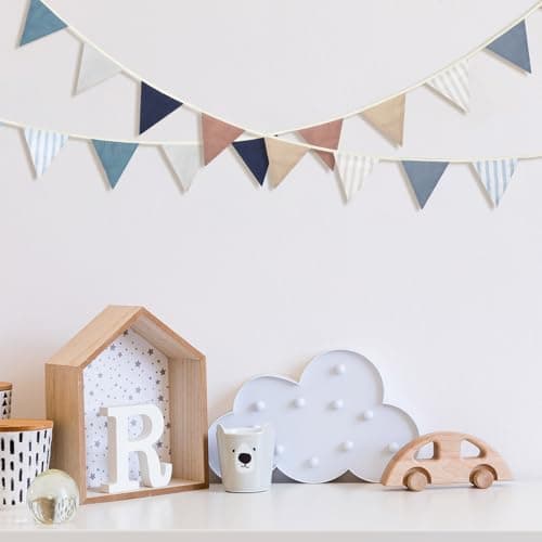 VitalCozy 17 ft Pennant Banner Flags 2 Pcs Nursery Garland Triangle Bunting Flag Double Side Baby Banner for Boho Decor Baby Shower Birthday Wedding Party Event Each 85 ftElegant Colors