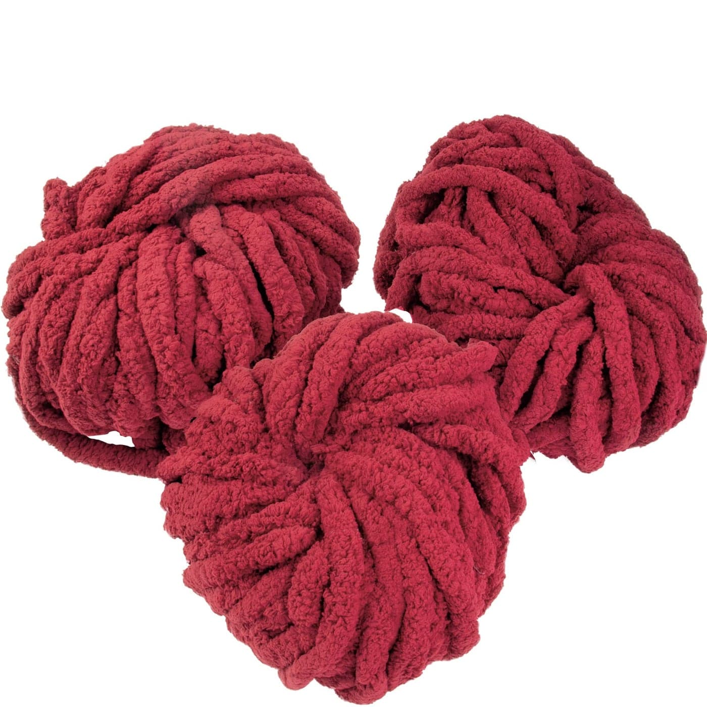 iDIY Chunky Yarn 3 Pack Skeins 72 Yards Maroon Fluffy Chenille Yarn Perfect for Soft Throw and Baby Blankets Arm Knitting and DIY Crafts and Projects Chrochet 20 or 25 Homemade Gift