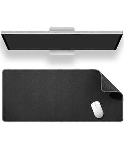 ALOANES Black Waterproof Desk Mat, Large Mouse Pad with Extended Mouse Mat, with Anti Slip Base, Stitched Edge, Grain Jacquard Surface, Perfect for Gamer, Office & Home, 3XL 15.74''x35.43''x0.12''