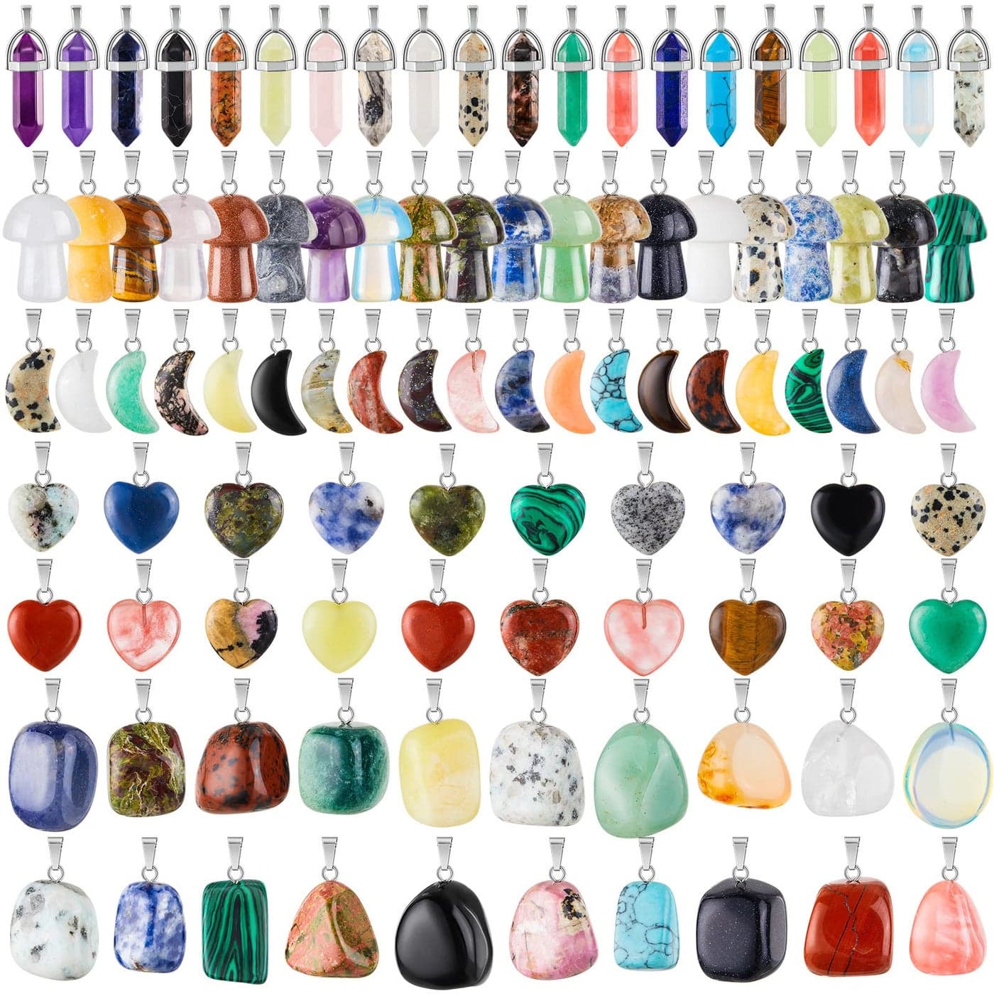 Henoyso 100 Pcs Crystal Charms Stone Pendants for Jewelry Making Gemstone Irregular Stone Beads Assorted Shape Pendants Bulk Natural Gemstone Beads Gifts for Bracelets Necklaces DIYClassic Style