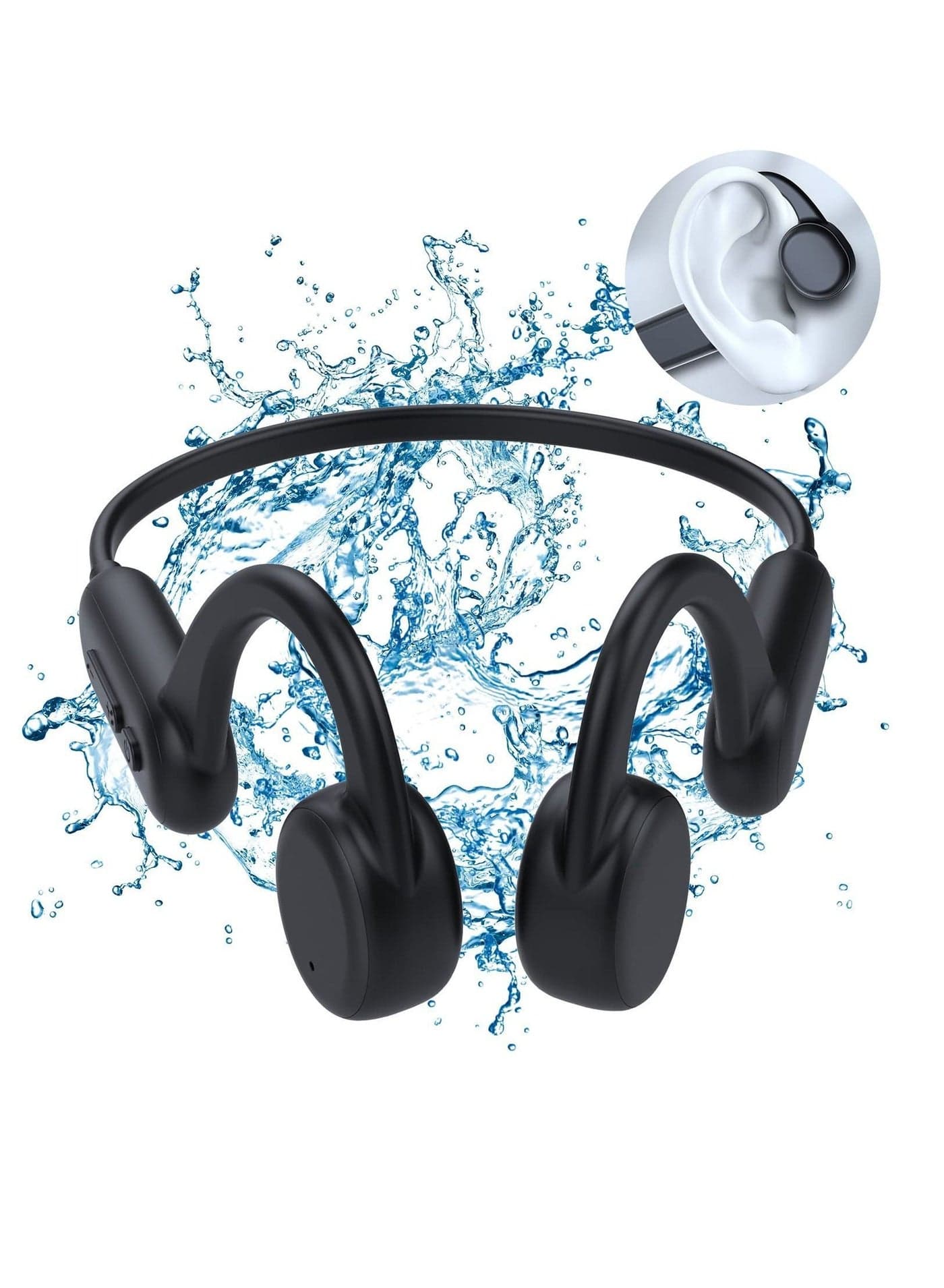 Bone Conduction Headphones Waterproof with Built-in 8G Memory for swimming do not use Bluetooth Mode Open Ear headphones Swimming Running Cycling Gym