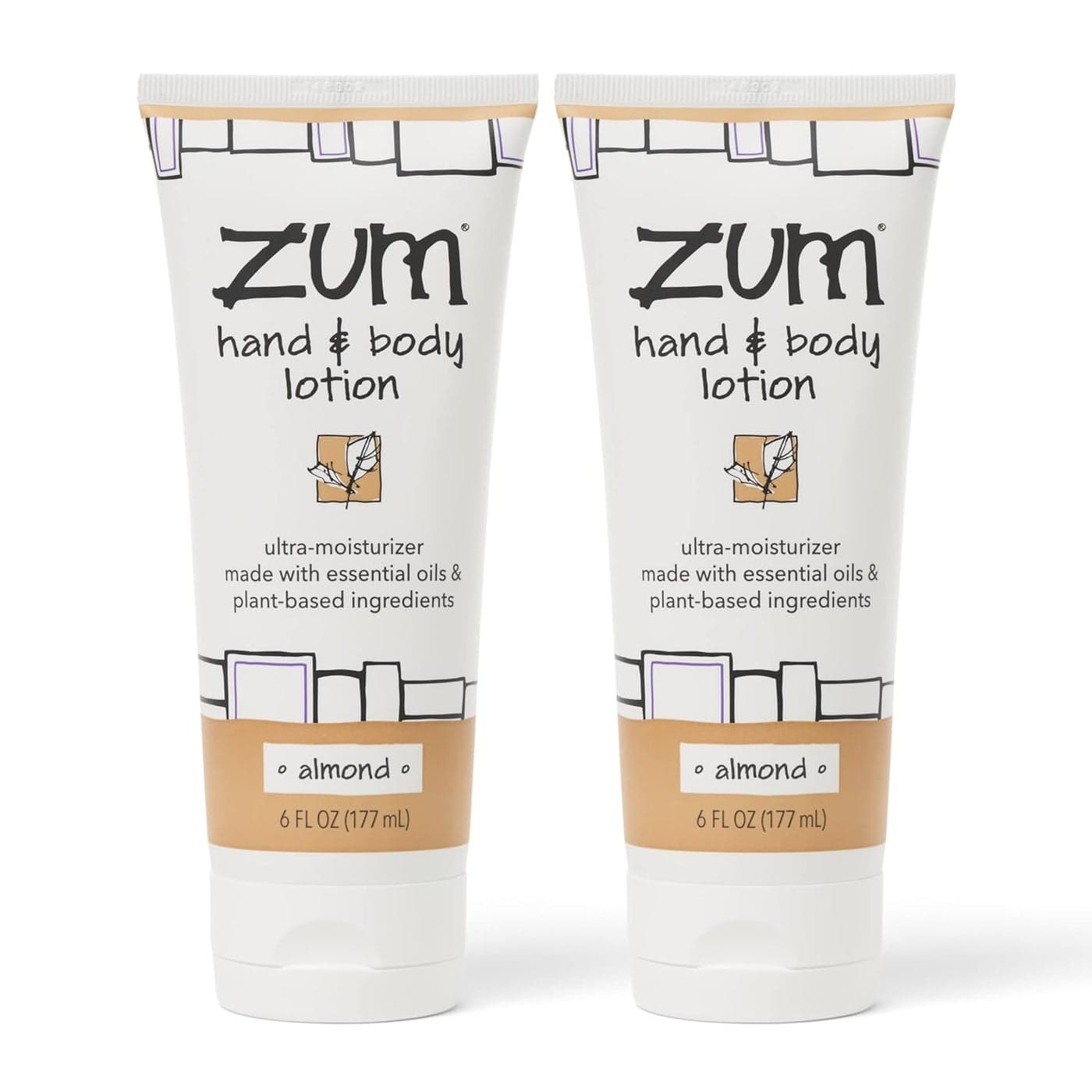 Zum Indigo Wild Hand Body Lotion Natural Hand Lotion for Dry Hands Body Lotion for Women Men Body Moisturizers Include Shea Butter Jojoba Oil More Almond Scent 6 fl oz 2 Pack