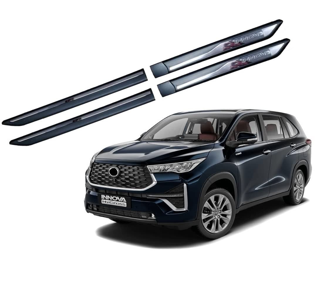 ModifyStyle OE Type Side Beading/Side Cladding/Door Garnish/Door Protector Black with Chrome Suitable for Toyota Innova Hycross 2023 Onwards (Set of 4pcs)