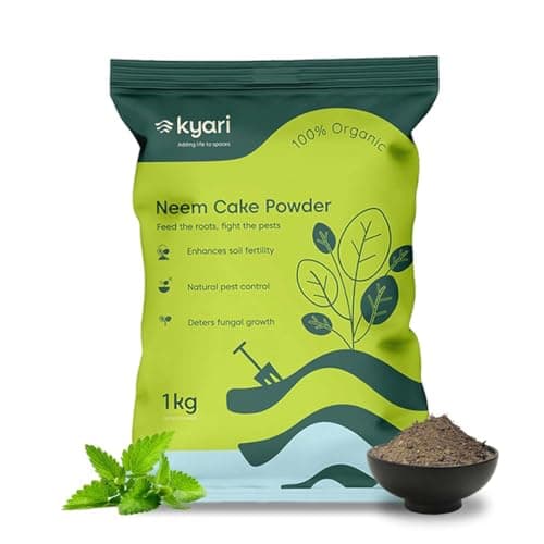 Kyari Neem Cake Powder for Plants 1 Kg - Organic Neem Khali Fertilizer & Pest Repellent for Home Garden, Indoor & Outdoor Plants, Vegetables & Flowering Plants - 100% Natural