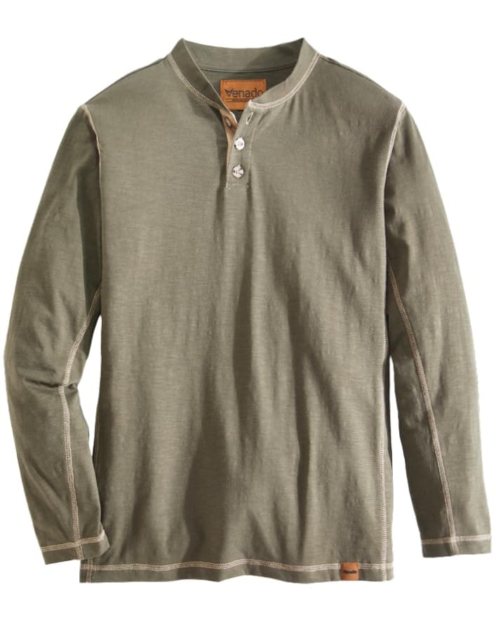 Venado Long Sleeve Shirts for Men Flex Henley Shirts for Men Outdoor Wear XXLarge Army