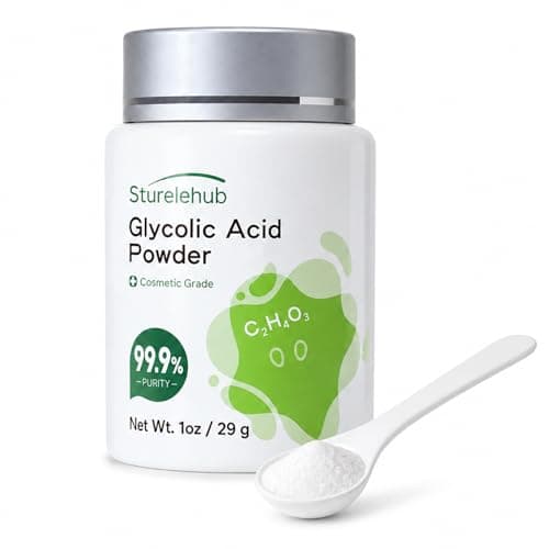 Glycolic Acid Powder 1OZ 999 Purity Cosmetic Grade DIY Mask Make Your Own Glycolic Acid Lotion and Serum for Homemade Cosmetics