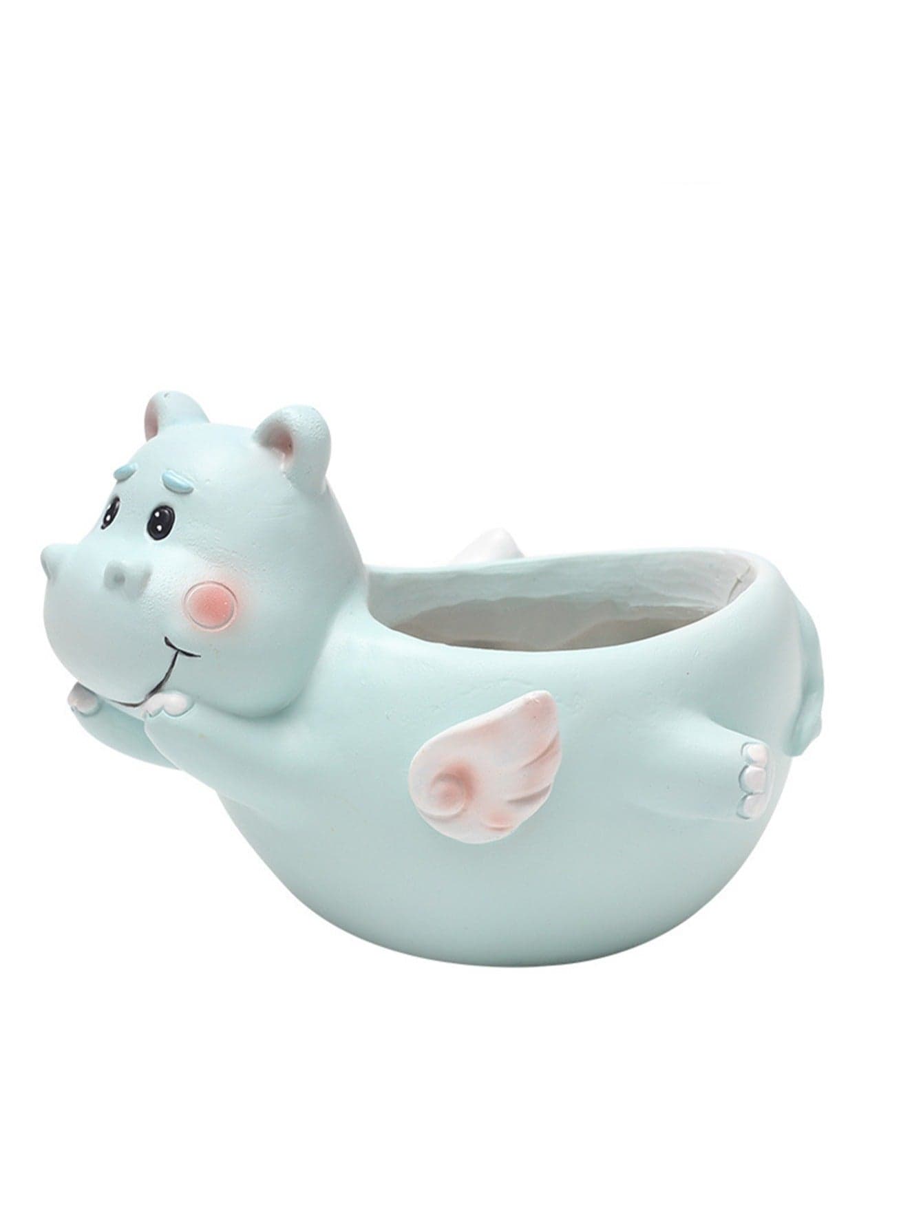 Cartoon Animal Succulent Small Flower Pot, Home Office Balcony Green Plant Pot, Micro Landscape Gardening Decoration, Resin Flower Pot (Shy Hippo)