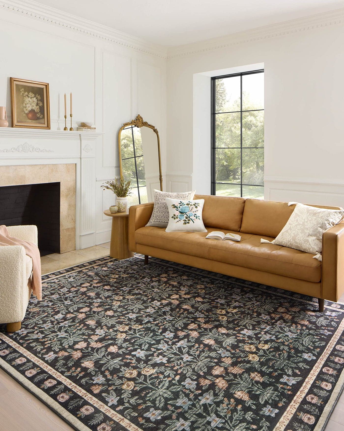Rifle Paper Co x Loloi Eden Collection EDE02 Mughal Garden Black 26 x 116 Runner Rug