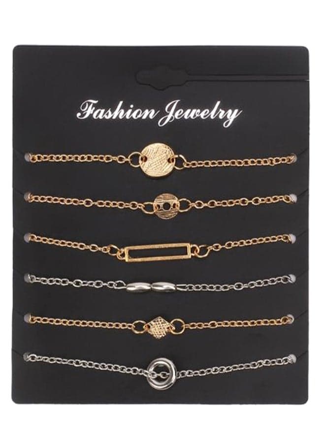 6-Piece Metal Brief Style Charming Bracelet Set
