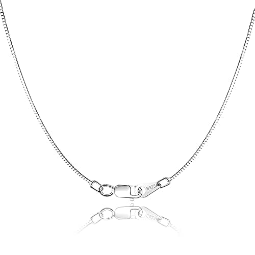 Jewlpire 925 Sterling Silver Chain for Women Girls 0.8mm Box Chain Lobster Claw Clasp - Italian Necklace Chain - Super Thin & Strong - Friendly Price & Quality 24 Inch