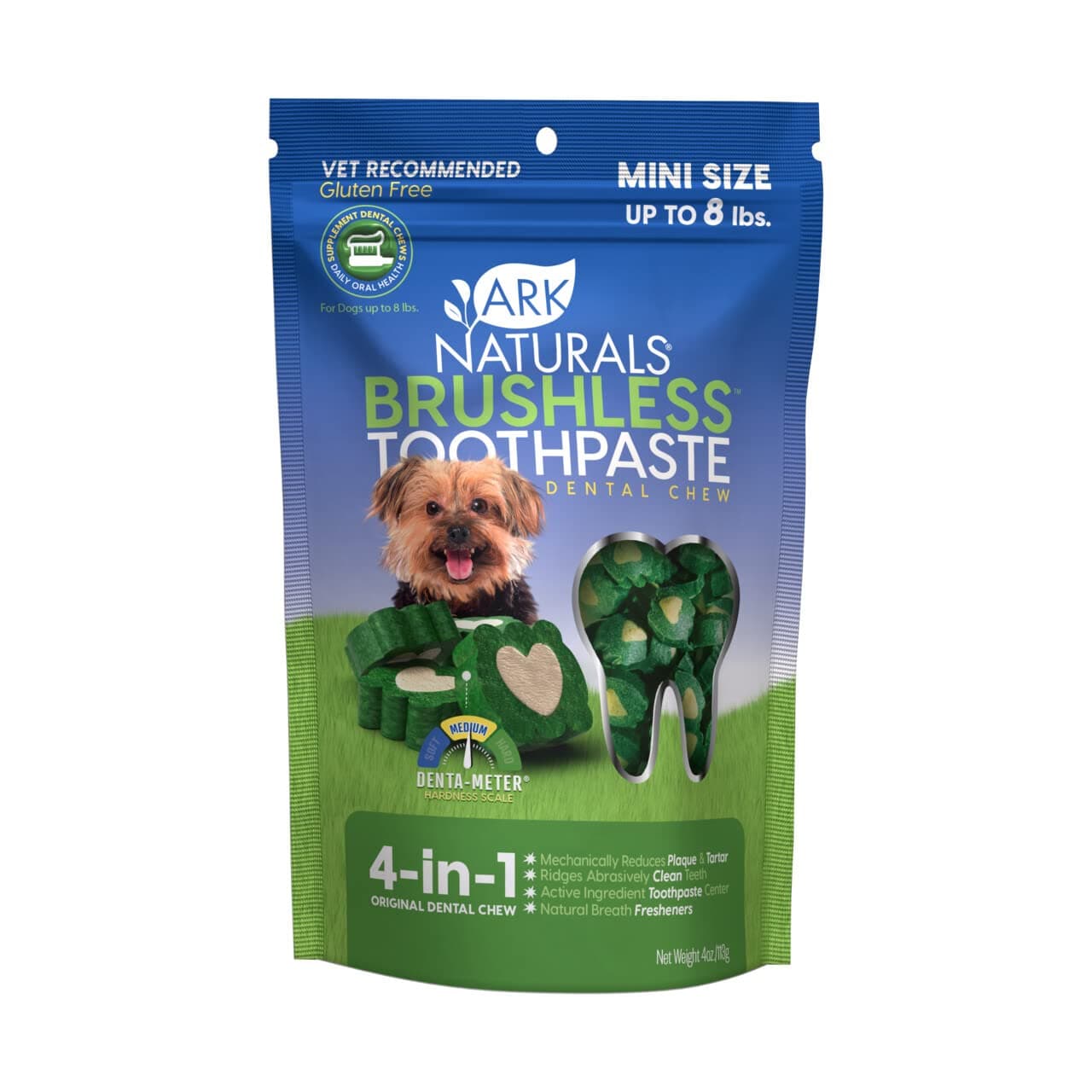 Ark Naturals Brushless Toothpaste, Dog Dental Chews for Mini Breeds, Freshens Breath, Helps Reduce Plaque & Tartar, 4oz, 1 Pack